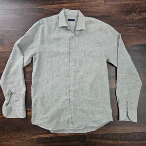 New Deperlu Mens XL Long Sleeve Gray/White Pinstripe Button Up Shirt